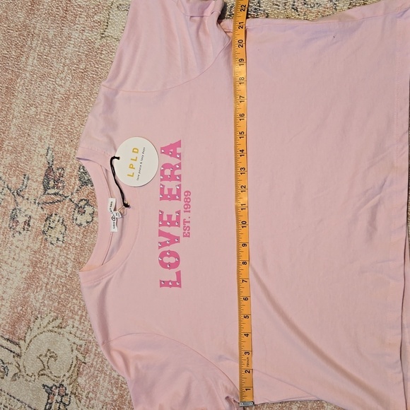Love Peace & Lazy Days Love Era 1989 Rhinestone Oversized Crop Tee Size M - Picture 6 of 9